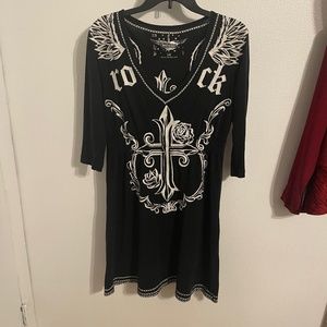 Rock & Roll Cowgirl Dress embroidered White Cross